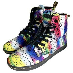 Dr Martins Hackney Paint‎ Splatter Graffiti Combat Boots Womens Size 7